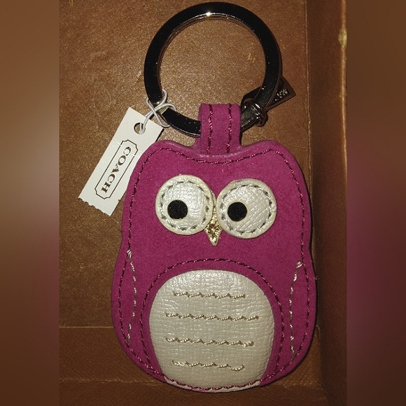 ☆L@@K☆Rare~NWT~Large Genuine Leather 🦉 OWL Keychain/Fob/Keyfob Collectible - Picture 2 of 14